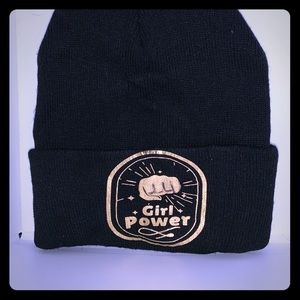 GIRL POWER- Black & gold beanie